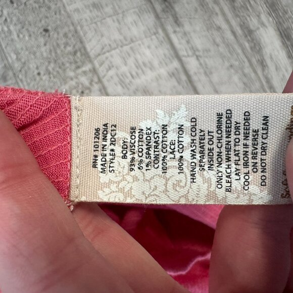 Soft Surroundings pink knit lace panel long sleeve tunic size medium O3 - Picture 7 of 10